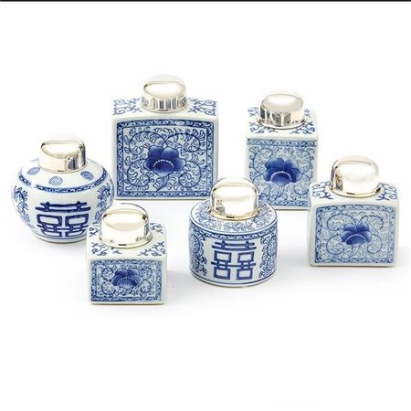 TWOS COMPANY 3452 Canton Collection Tea Jars - Set of 6 3452